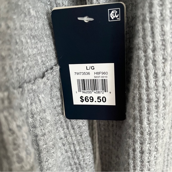 NWT $70 Lucky Brand Gray Waffle-Texture Cloud-Soft Button-Down Top Sz L *Q20 - Picture 6 of 6